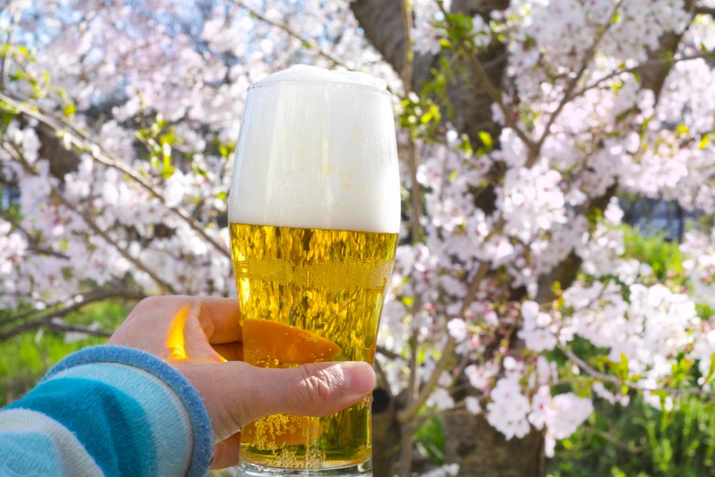 桜とビール